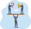 © vector mall - Strategic Choice Balance Concept with Team Balancing Question Mark and Idea Bulb