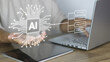 © denis - Artificial intelligence processor concept with digital AI chip interface, machine learning technology and smart automation. Modern computer innovation, data analysis, future technology, business