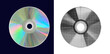 © Anatoliy - Compact disc graphic in black and white with halftone dots. Retro grunge CD cut-out collage element in Y2K pop art style for music, computer, mixed media and trendy vintage design..eps