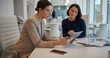 © BOTAHRY DEX - Paperwork, tablet and business people in office with discussion for finance report for budget planning. Collaboration, digital technology and manager with financial advisor for investment deal review
