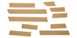© md - A collection of various torn pieces of brown tape isolated on a clean white background
