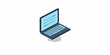 © Partha - Isometric illustration of a modern open laptop computer with a blue color scheme
