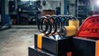 © Stocky Boi - Set of new car spare parts and accessories in an auto repair service garage workshop interior