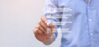 © chinnarach - close up businessman manager hand use stylus pen to checkmark on virtual  survey report online checklist task to estimate and share opinion for business survey and checklist satisfaction concept