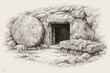 © Rick Cranches - Stone Rolled Away Empty Tomb Resurrection Sketch