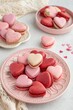© Anastasiia Kasina - Heart-shaped macarons desert on pretty plate
