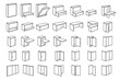 © MaximB - Different types of furniture designs showing cabinets, tables, and shelves arranged in various positions and forms