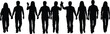 © MST - Group of people holding hands silhouette illustration, unity teamwork friendship walking together isolated on white background social concept