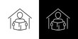 © Tifany - Minimalist line art icon portraying a person reading a book within a house, symbolizing home education, remote study, or quiet personal time