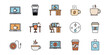 © Joko - Coffee and technology icons set on black background