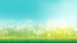© 锴 张 - Spring green field with easter sky and sun in soft pastel colors, blurred bokeh background illustration showing nature holiday mood, seasonal landscape concept for celebration design