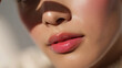© Rupaly  - Closeup of a woman with glossy pink lips smooth skin and soft lighting highlighting her facial features naturally transparent background