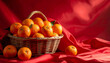 © Afif Amrullah - Oranges in Wicker Basket on Red Fabric