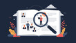 © Sufol - Large magnifying glass focusing on a candidate profile within an open book featuring multiple professional portraits for recruitment.
