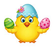 © Nadya - Easter celebration chick with eggs cute festive isolated on transparent background