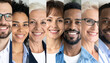 © lloyd - Collage mosaic of many multiracial people of different age and ethnicity faces headshots close up portraits. Lot of happy mixed multicultural diverse business people group photo collection concept