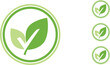 © Abbas - Simple green circular icon featuring two stylized leaves with a checkmark indicating organic natural quality or approved certification symbol set against a white background