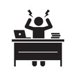 © Journey - Stressed Office Worker at Desk with Laptop Frustrated Employee Burnout Icon Illustration