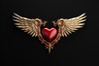 © juliars - Red heart flying with ornate golden wings symbolizing love and freedom