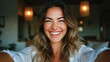 © Babb - Smiling young caucasian female with long hair in cozy indoor setting
