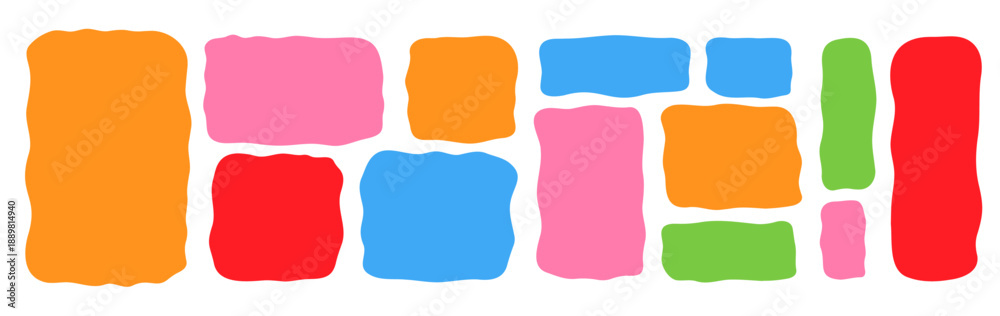 Soft edged organic rectangles with smooth wavy silhouettes. Suitable for text areas and modern layouts.