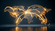 © Kanomaoi - Digital world map with glowing arrows showing connection lines across the continents