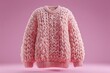 © doomu - Chunky Knit Sweater Displayed Against a Pink Background, Designed for Cozy Style and Comfort in Any Setting