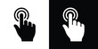 © bibin - Hand cursor clicking icon in outline style. Black and white pointer finger symbol for website navigation, interactive buttons, and touch screen gestures. Modern UI design element.
