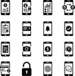 © InArch Design Studio - Mobile Banking and Fintech App Icon Set Featuring Minimalist Black Vector Symbols for Smartphone Financial Tracking Biometric Security Digital Receipts and Online Account Management