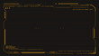 © ikonstudio - Retro futuristic amber overlay HUD with CRT scanlines. Amber military retro-futuristic UI overlay with 80s style interface template and glowing amber panels and frames. Retro-futuristic interface.