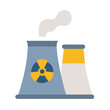 © Sharuzzaman - Stylized nuclear power plant icon with smoke on a black background