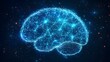 © virza - Digital representation of human cerebrum composed of glowing interconnected nodes against a dark background