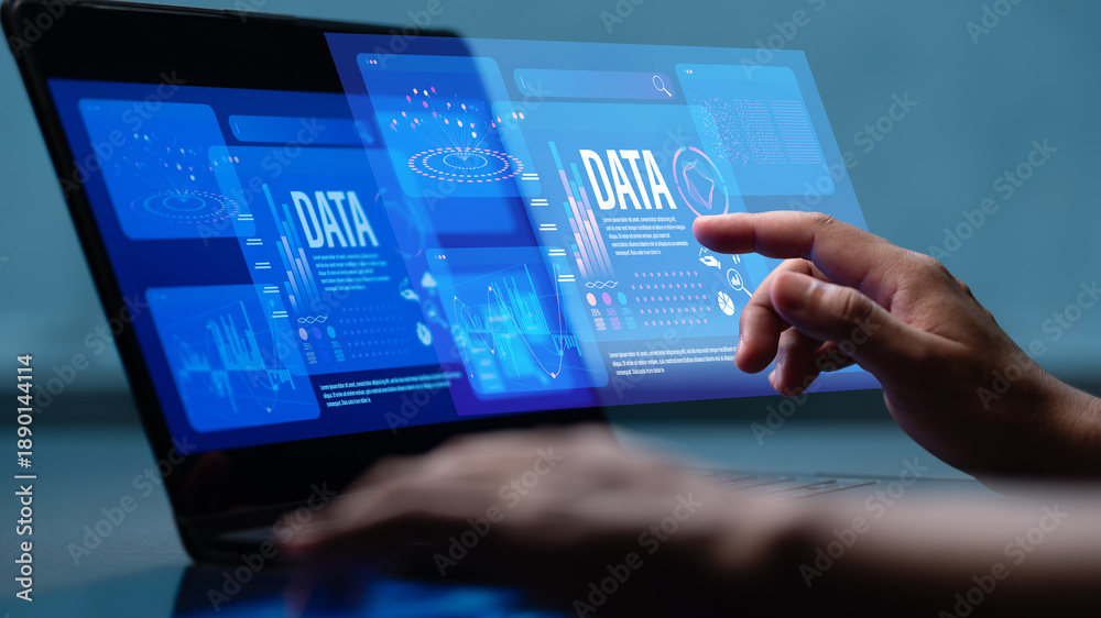 Big data. large data display screens for data analysis. the future of ...