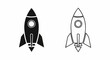 © jamal - Black and white rocket icons with bold outlines and minimalist design