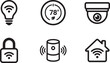 © nojumdi - A set of black outline icons representing smart home technology and iot functionality Vector