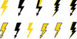 © MD. ABDUL BATEN - Collection of yellow and black lightning bolt with sharp edges symbol electricity