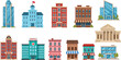 © Sumon Creative - City building vector set with modern skyscrapers, hotel, hospital, school and commercial architecture illustration collection