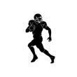© ALMAMUN - American football player running with ball in action pose on white background