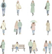 © Ramiz - Hand drawn watercolor illustration, watercolor people walking set, casual urban men and women illustration collection