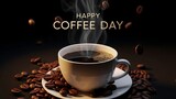 Happy coffee day celebration with beans