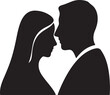 © ziaur - Silhouette of a man and woman looking at each other closely, romantic moment