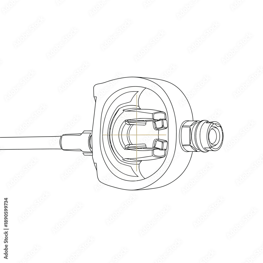 Engineering Line Drawing of Industrial or Coaxial Electrical Connector ...
