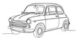 © Ninja in Pajamas - Small retro car in continuous one line art style. Car sketch with editable black stroke on white background.