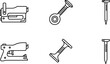 © Vitechek - Collection of line art icons representing office and construction tools