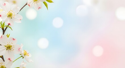 Naklejka na meble Floral branch with blossoms on soft focus background