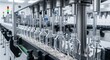 © WisChi - Automated liquid filling line processing clear glass bottles on a conveyor belt