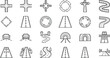 © NURUL - Road and highway infrastructure icon set with intersections, tunnels, bridges, and navigation symbols for transportation branding vector