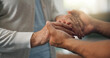 © WesJVR/peopleimages.com - Old woman, caregiver and holding hands in nursing home with support, respect or compassion for grief. Senior person, worker and trust in retirement center with empathy, kindness or volunteer service.