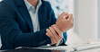 © SparkPix/peopleimages.com - Tech, hands and business man with wrist pain in office from carpal tunnel, auditing workload or RSI. Accountant, PC and joint discomfort at accounting firm from arthritis, muscle tension or reporting