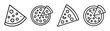 © Zubaraj - Pizza slice and whole pie outline icons set for fast food apps